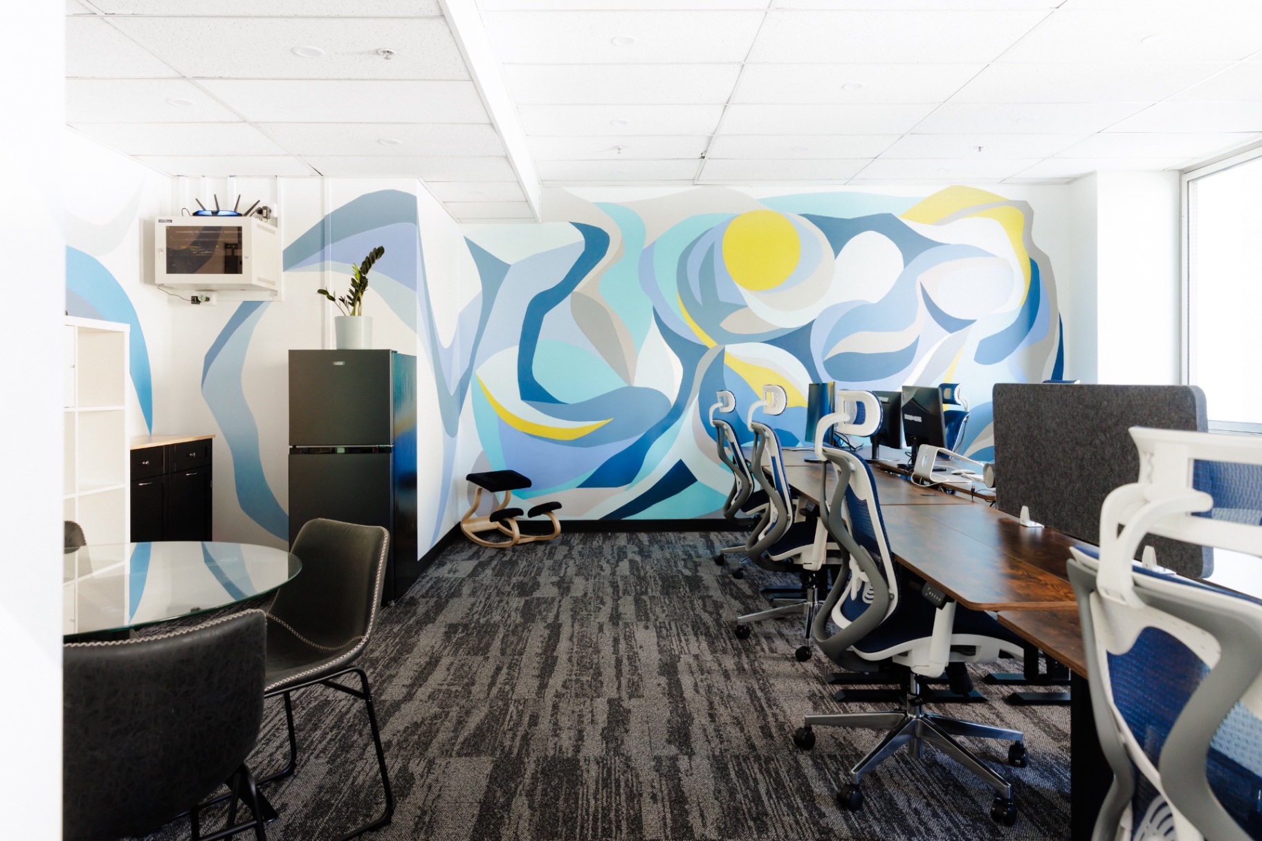 King Work main workspace with the signature mural